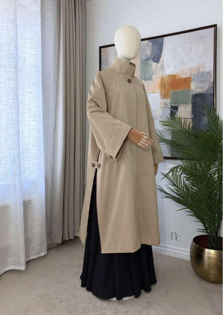 Premium Longline Trench Cape – Elegant Modest Autumn Outerwear
