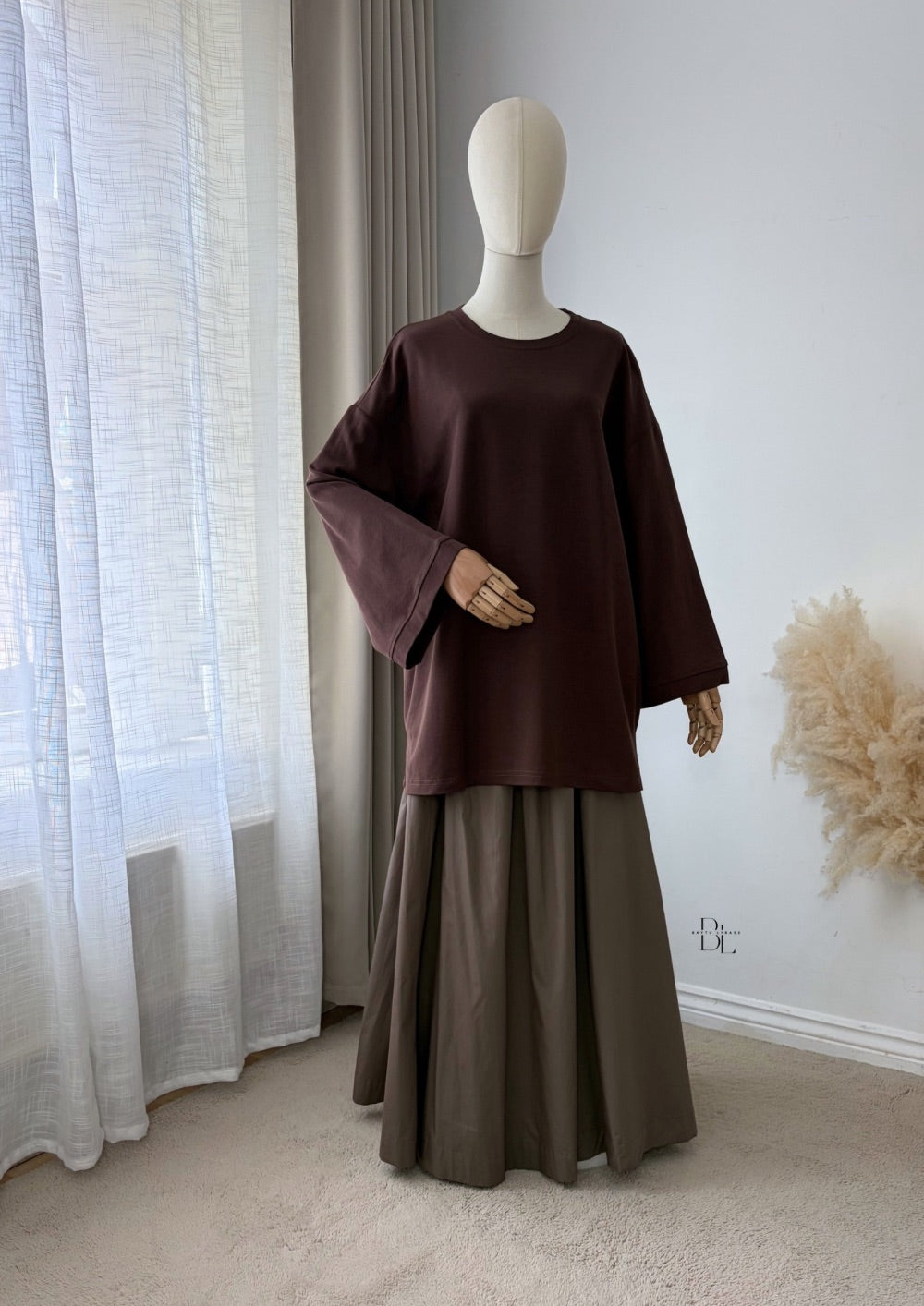 Premium Oversized Polo Cotton Blend Top for Women | Modest Long Sleeve Everyday Top