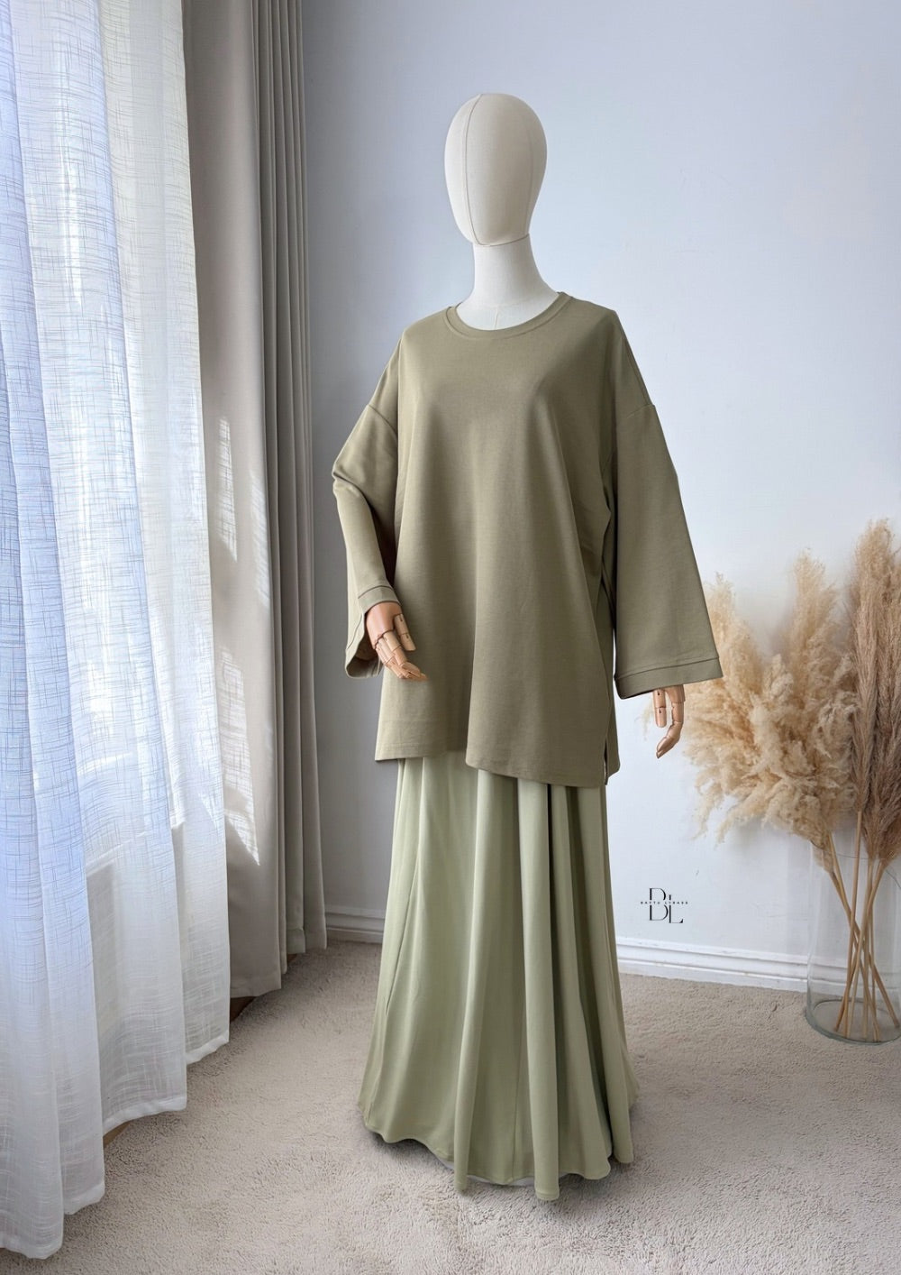 Premium Oversized Polo Cotton Blend Top for Women | Modest Long Sleeve Everyday Top