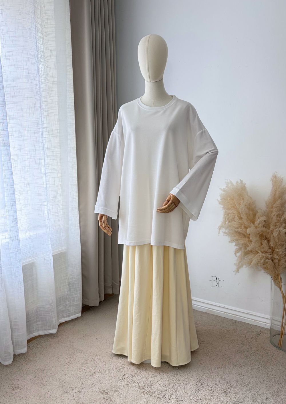 Premium Oversized Polo Cotton Blend Top for Women | Modest Long Sleeve Everyday Top