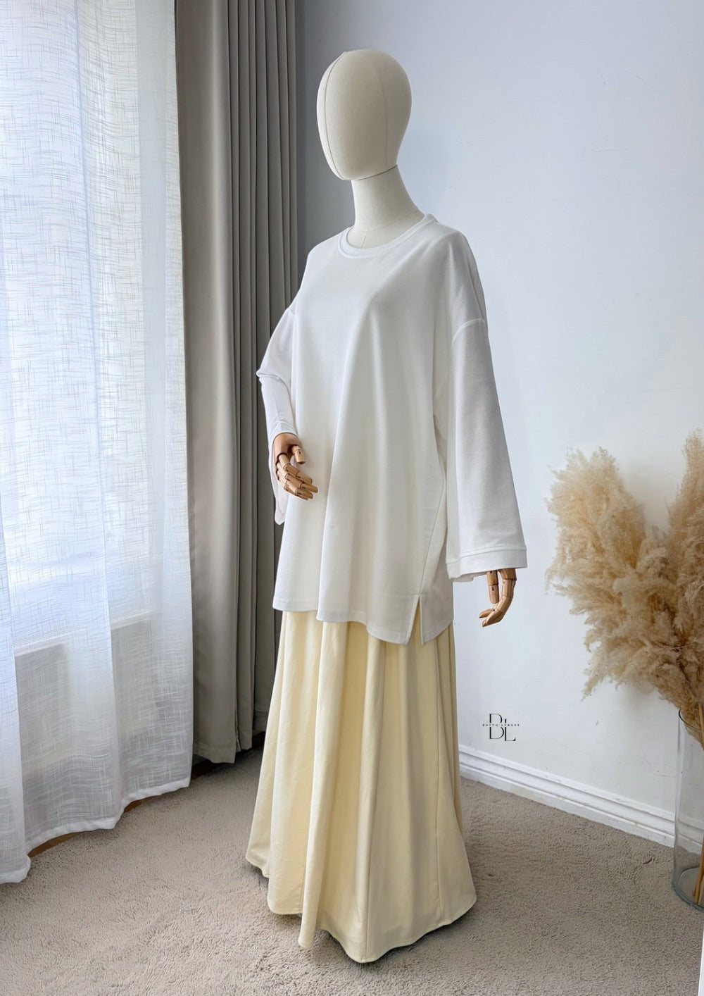 Premium Oversized Polo Cotton Blend Top for Women | Modest Long Sleeve Everyday Top