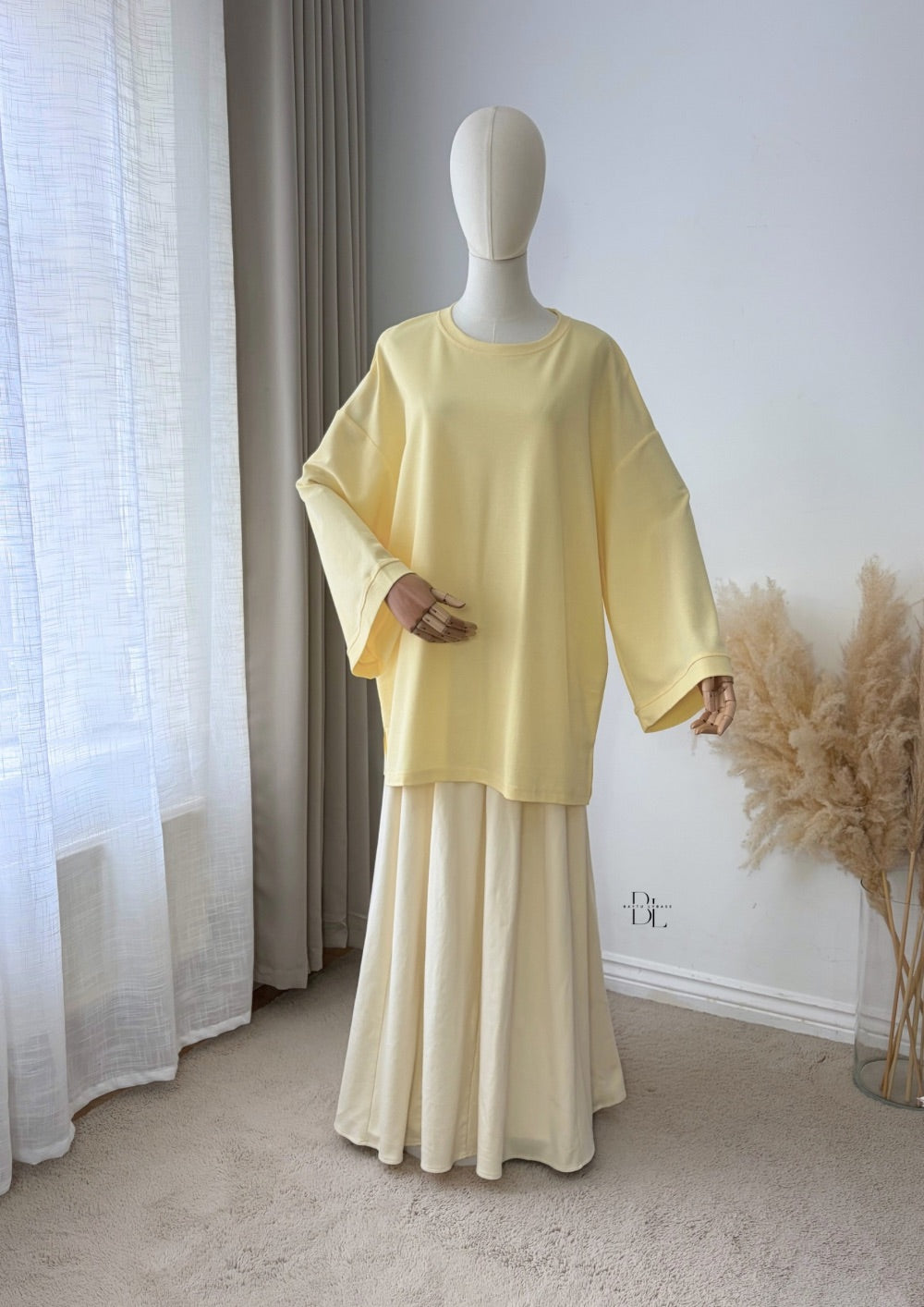 Premium Oversized Polo Cotton Blend Top for Women | Modest Long Sleeve Everyday Top