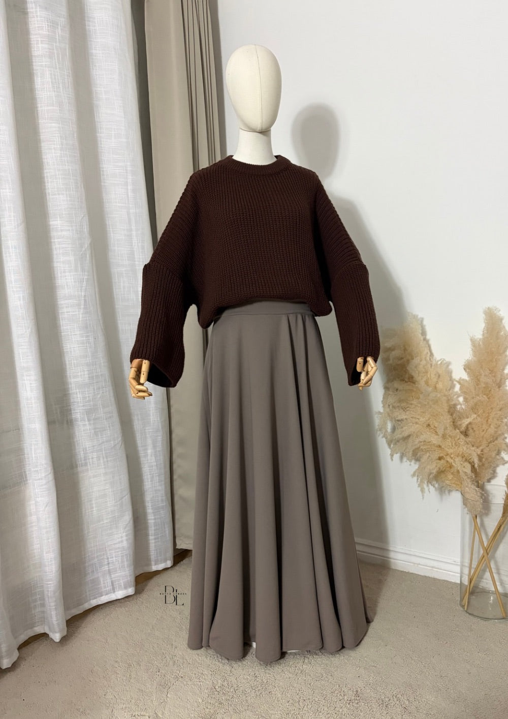 flared-skirt-taupe-baytu-lybass
