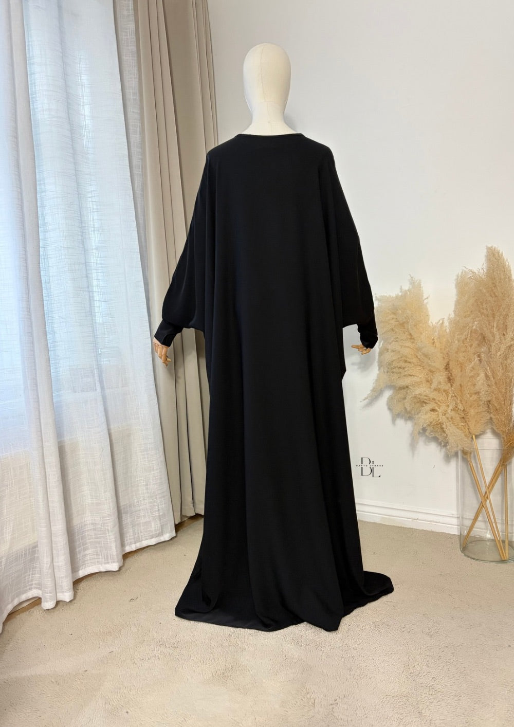 iman-set-2-pieces-abaya-butterfly-khimar-mediana-silk-black-baytu-lybass-1
