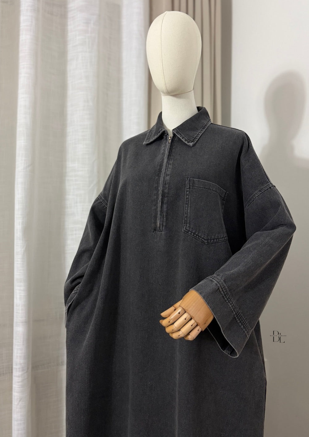 oversized-denim-black-abaya-100%-cotton-baytu-lybass