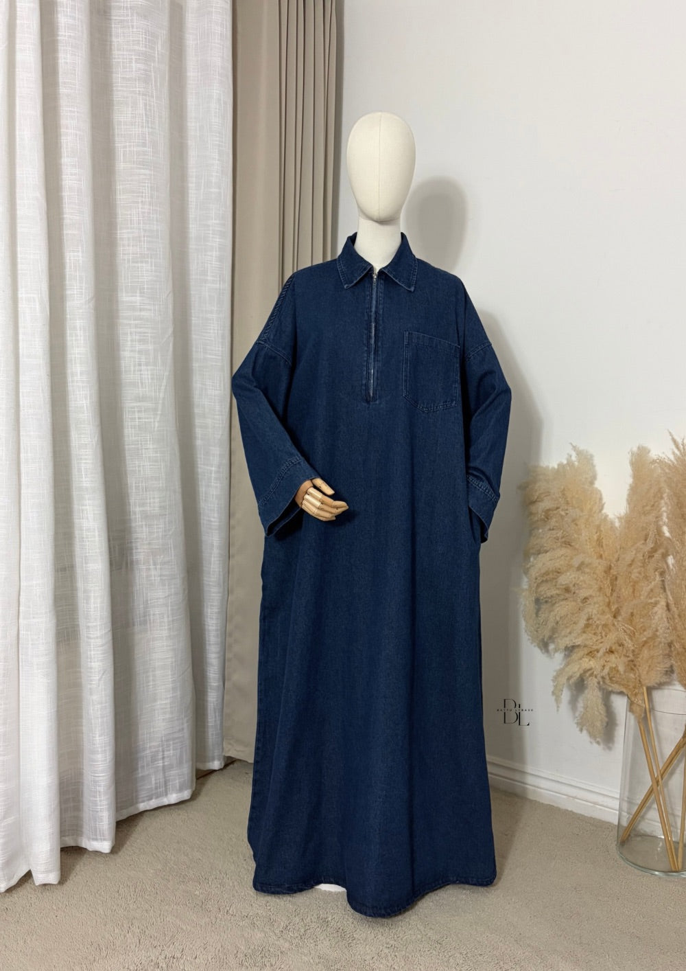 oversized-denim- blue-abaya-100%-cotton-baytu-lybass