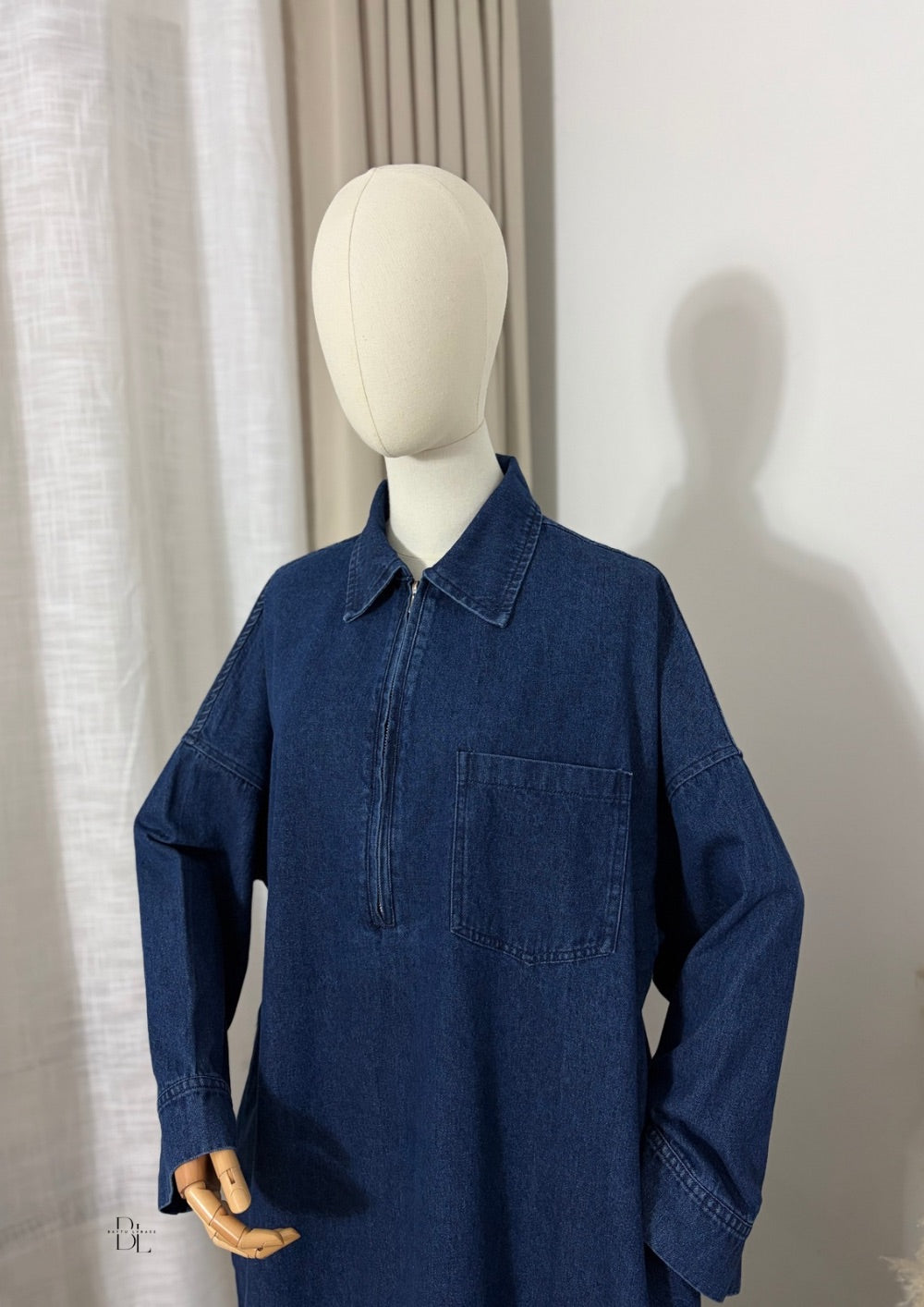 oversized-denim- blue-abaya-100%-cotton-baytu-lybass-1