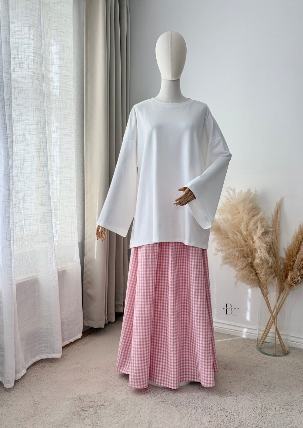 Oversized Vichy Maxi Skirt - 100% Cotton