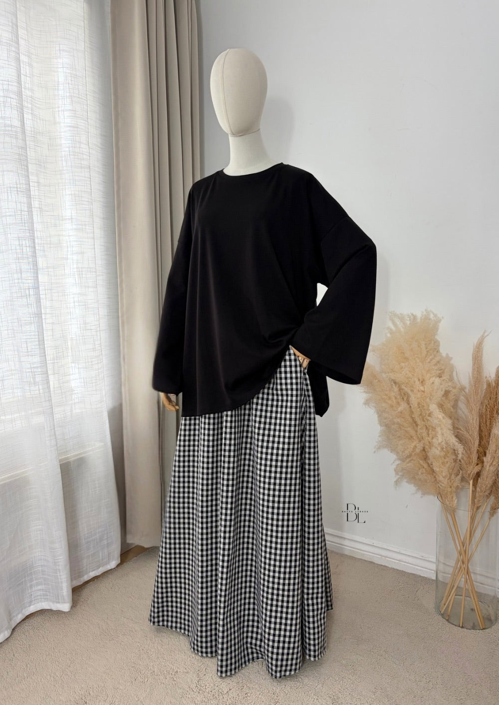 Oversized Vichy Maxi Skirt - 100% Cotton