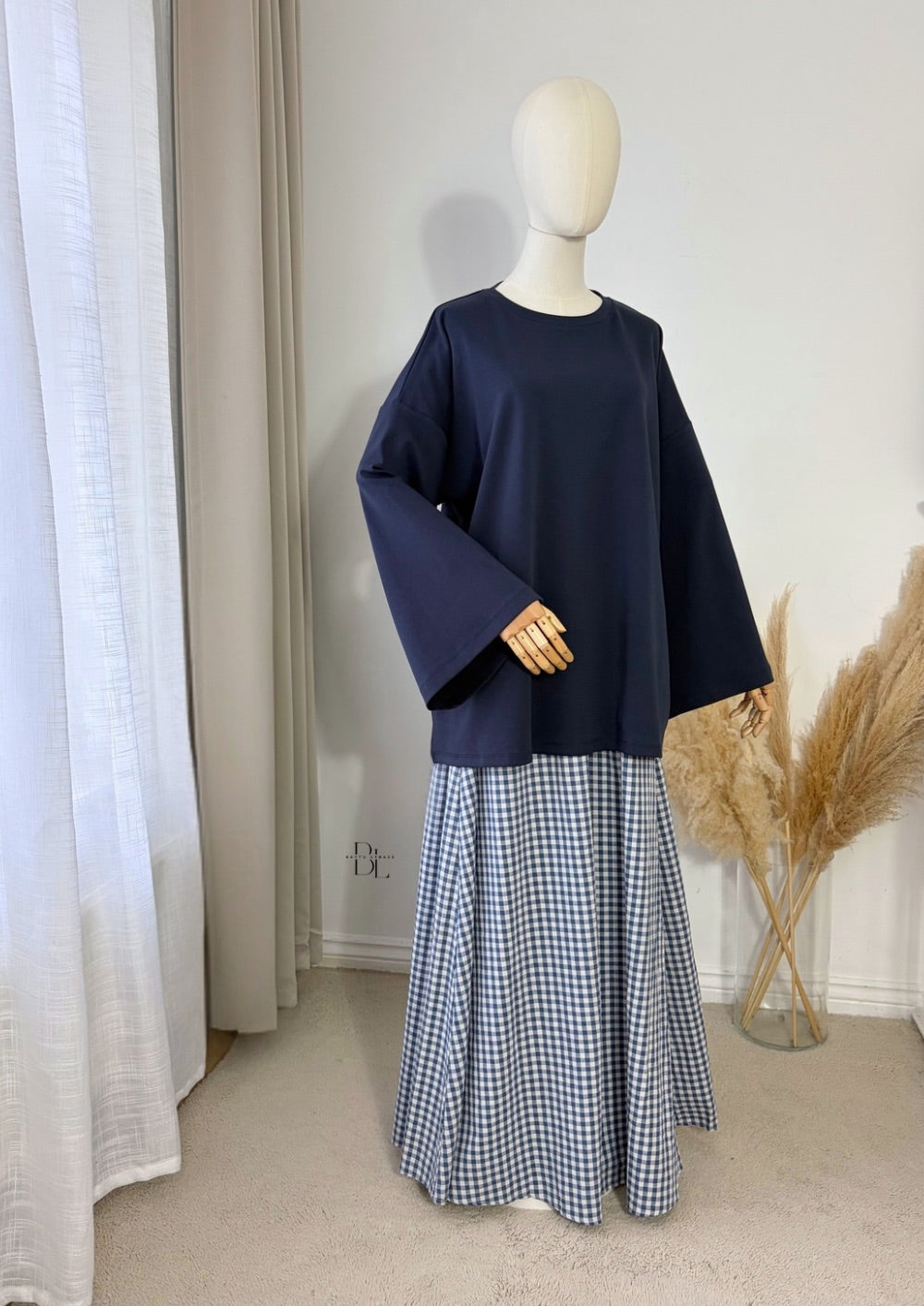 Oversized Vichy Maxi Skirt - 100% Cotton