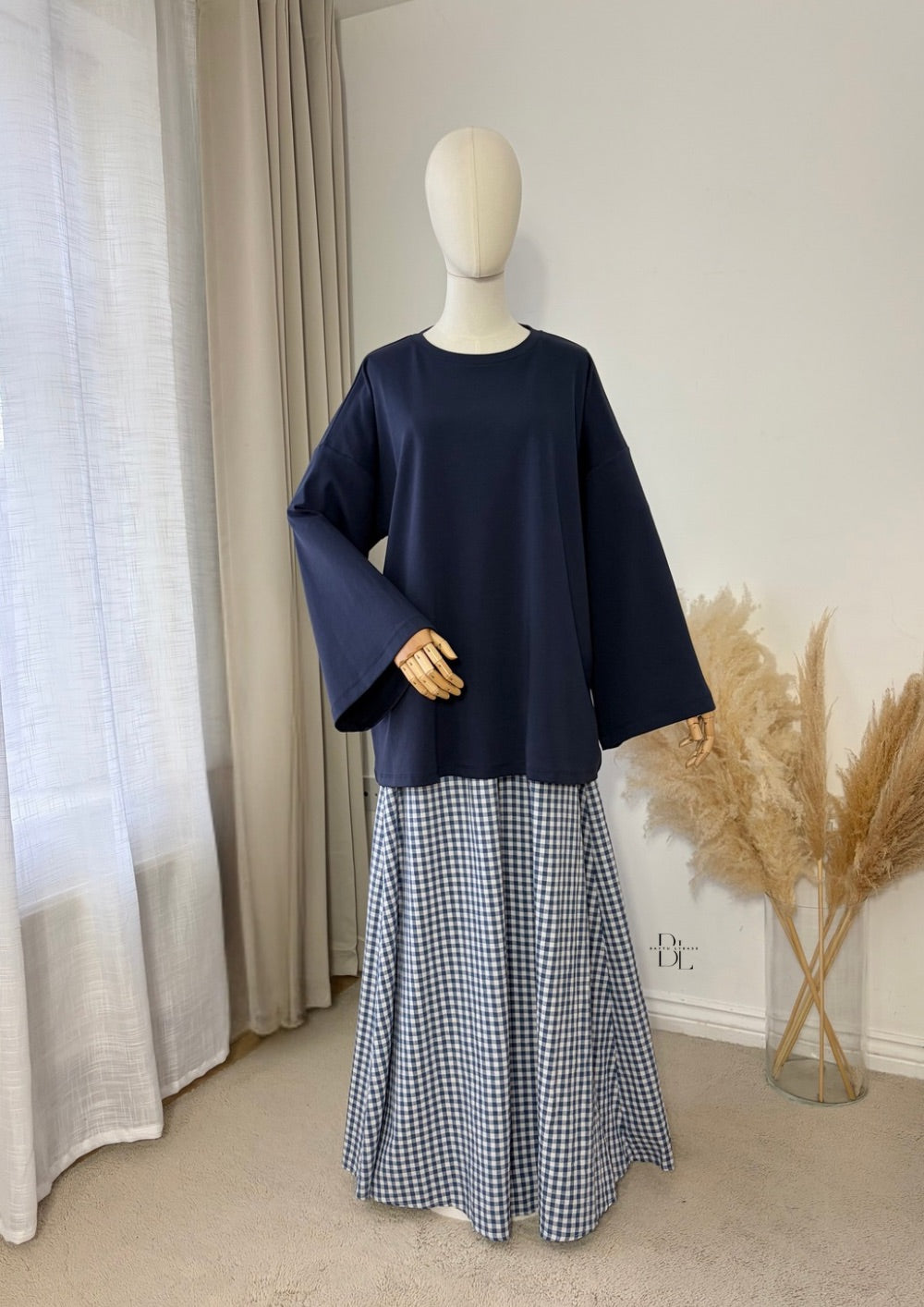 Oversized Vichy Maxi Skirt - 100% Cotton