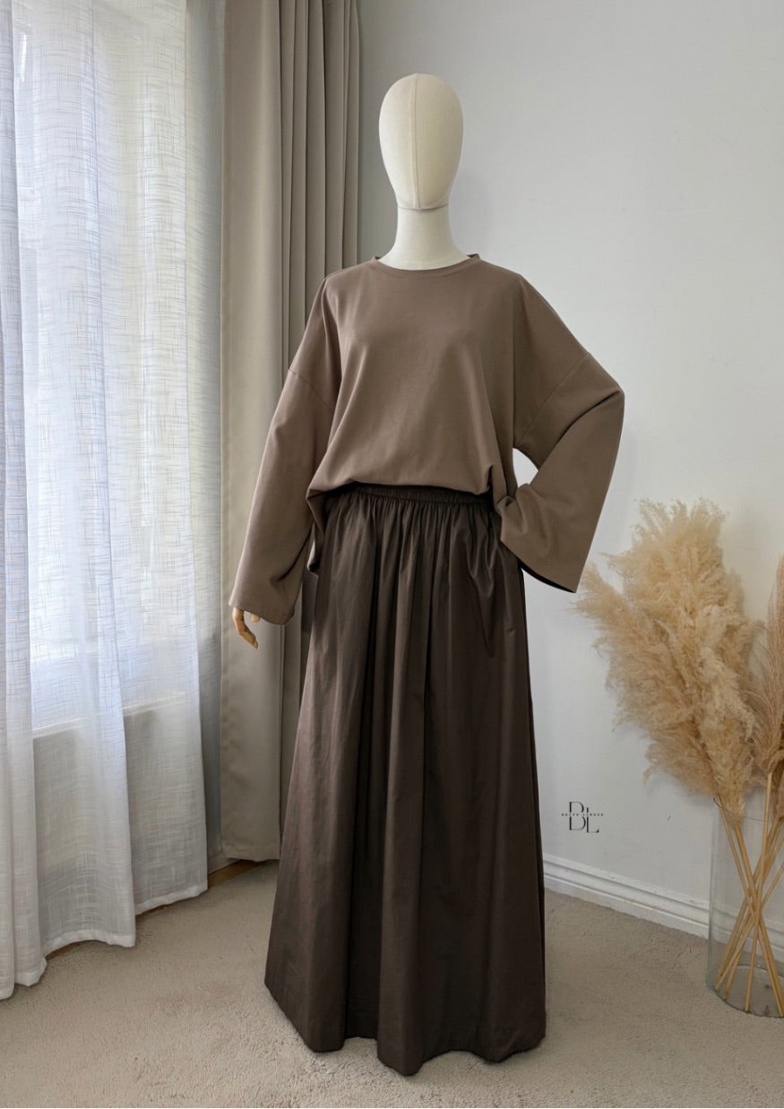 Premium Cotton Poplin Maxi Skirt | Oversized Fit, Full Lining and Side Pockets