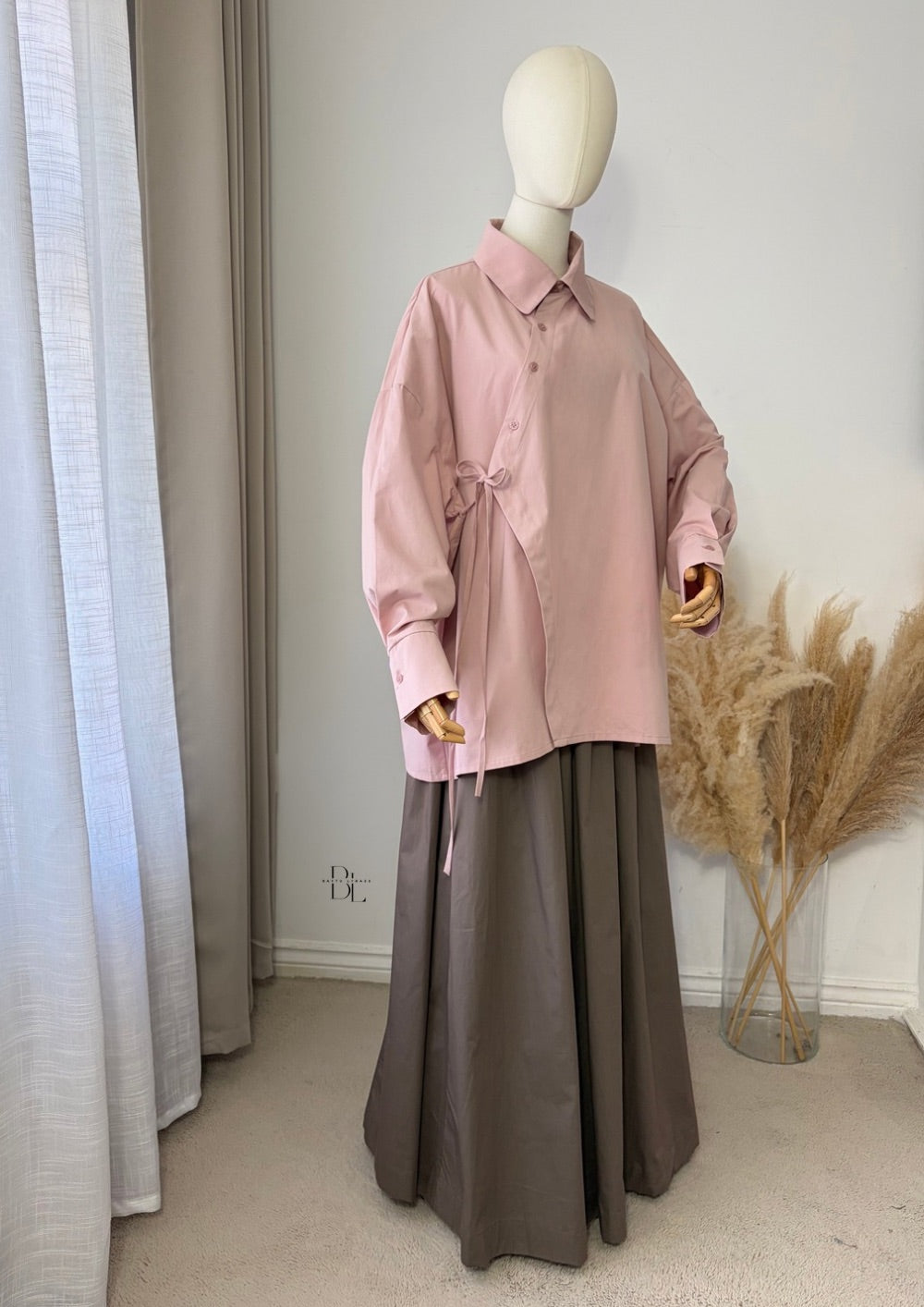 Modest Wrap Shirt Women's Cotton Top – Asymmetric Blouse