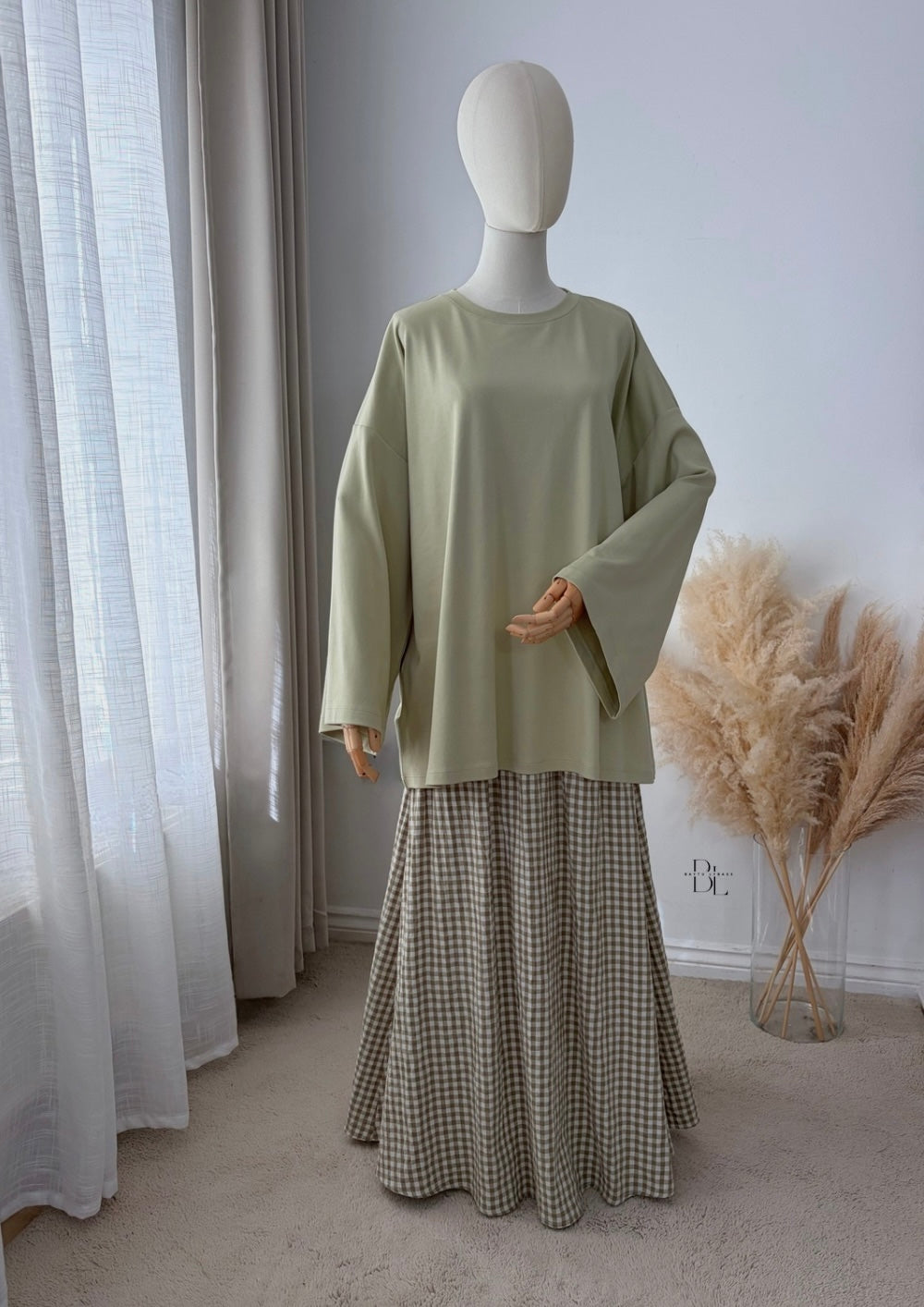 Vichy A-Line Maxi Skirt – 100% Cotton