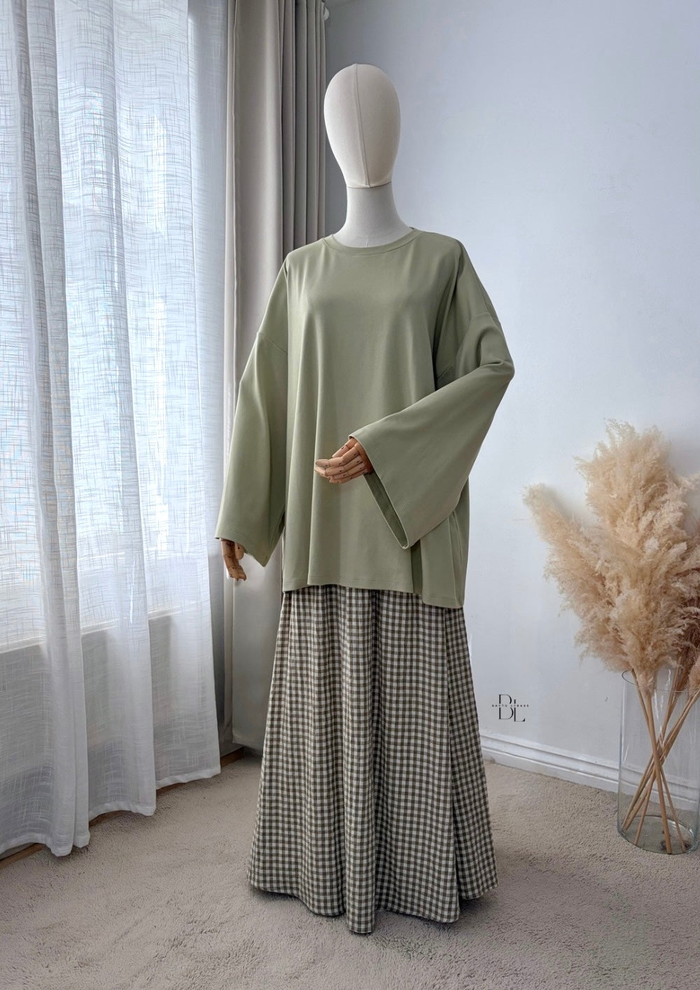 Vichy A-Line Maxi Skirt – 100% Cotton