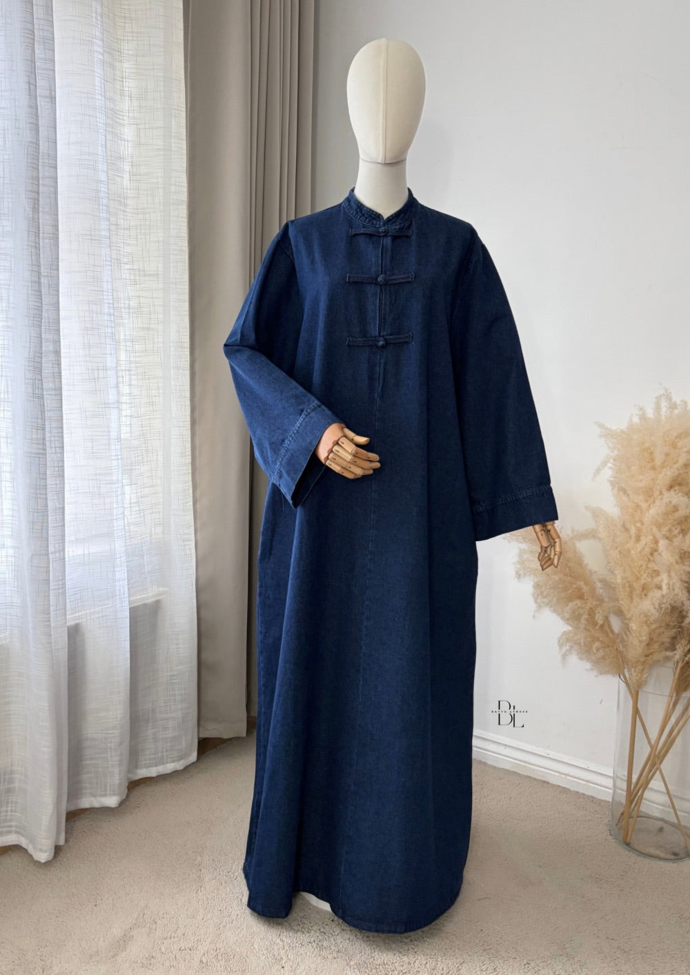 Asian-Inspired - Oversized Denim Abaya 100% Cotton