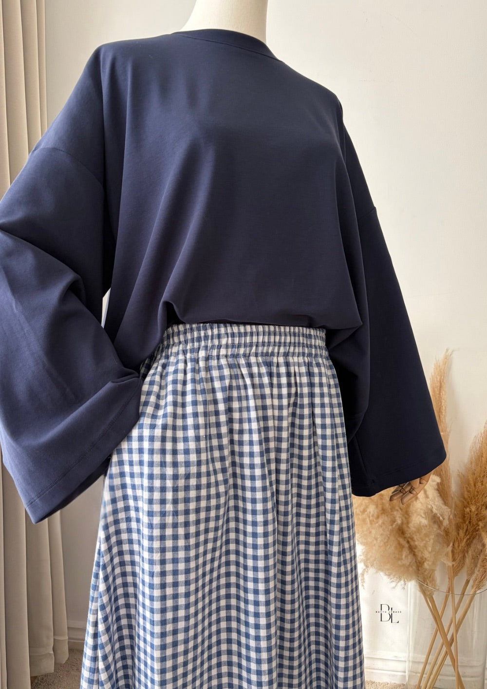 Oversized Vichy Maxi Skirt - 100% Cotton