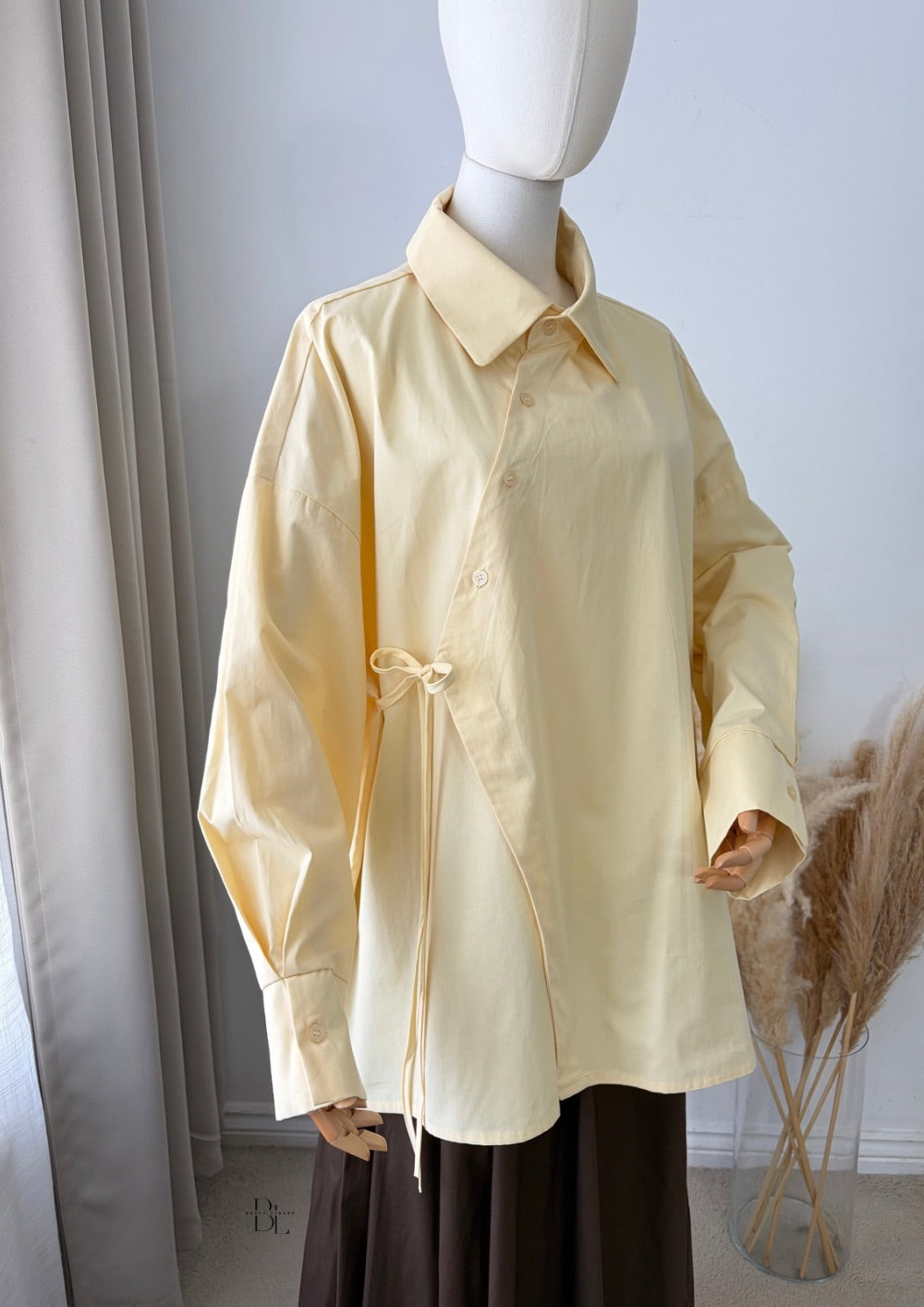 Modest Wrap Shirt Women's Cotton Top – Asymmetric Blouse