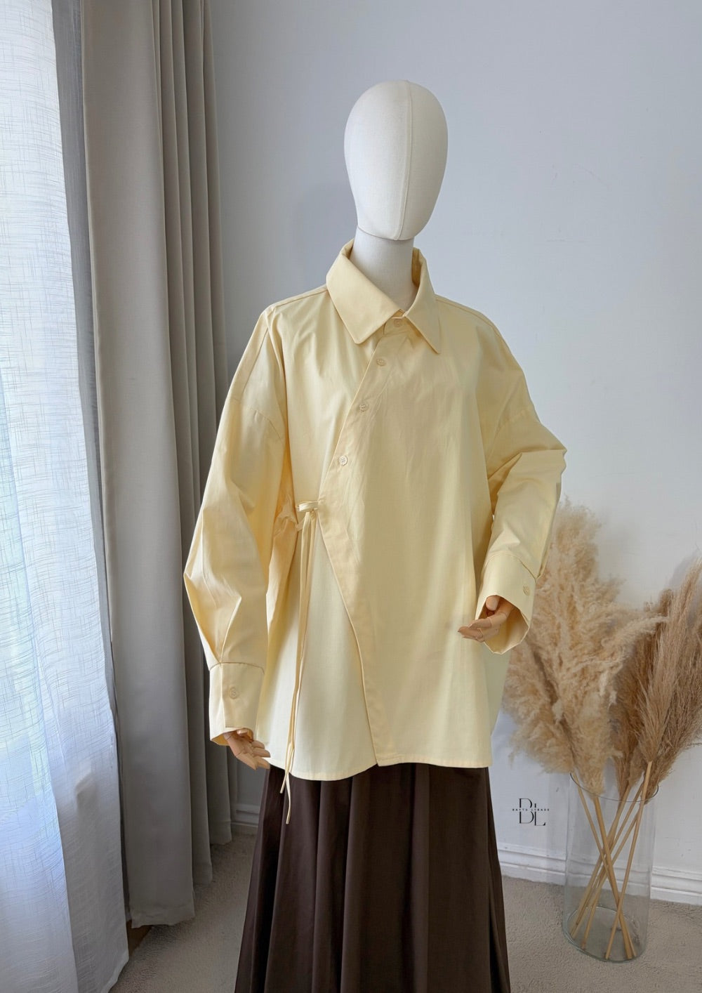 Modest Wrap Shirt Women's Cotton Top – Asymmetric Blouse