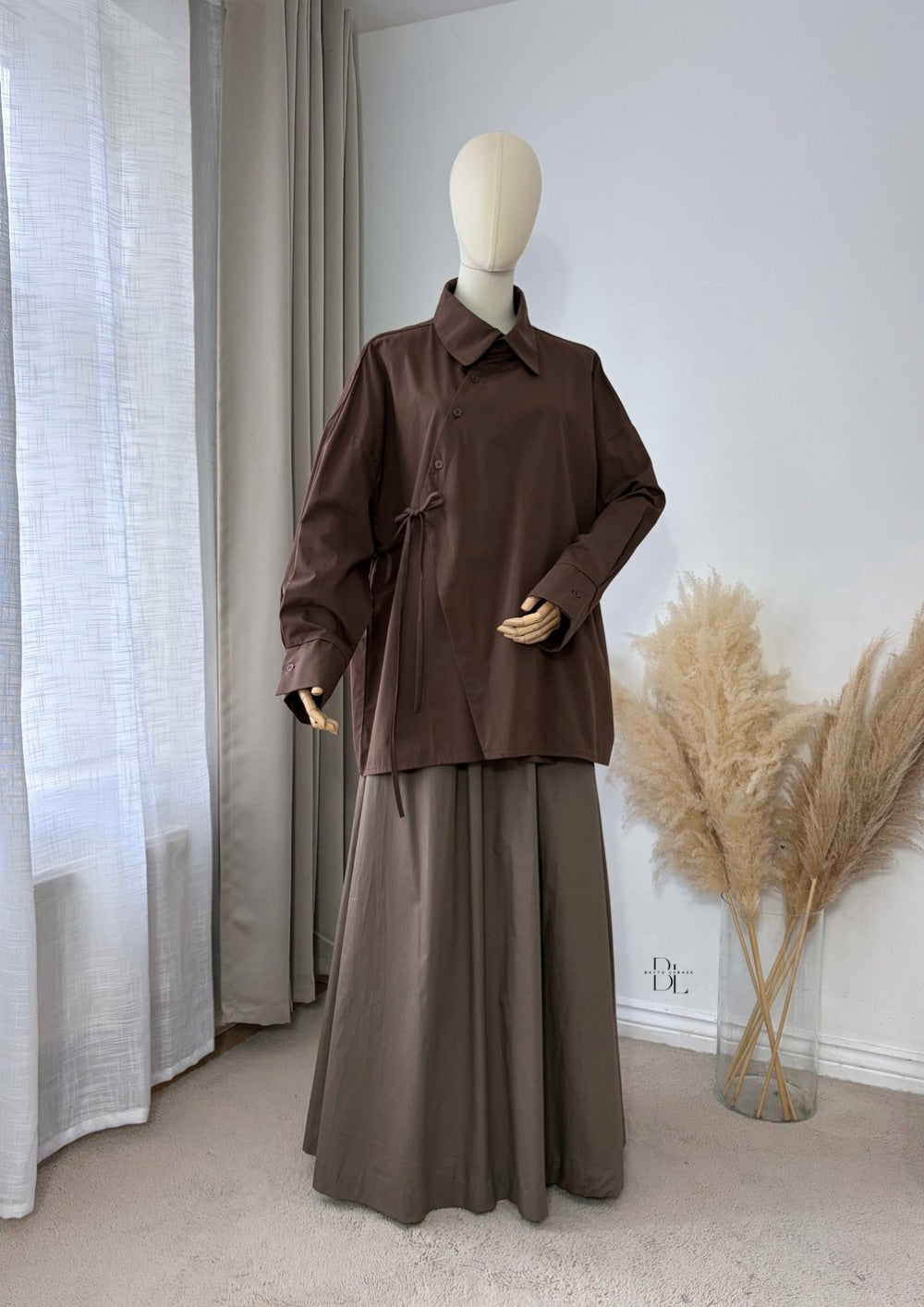 Modest Wrap Shirt Women's Cotton Top – Asymmetric Blouse