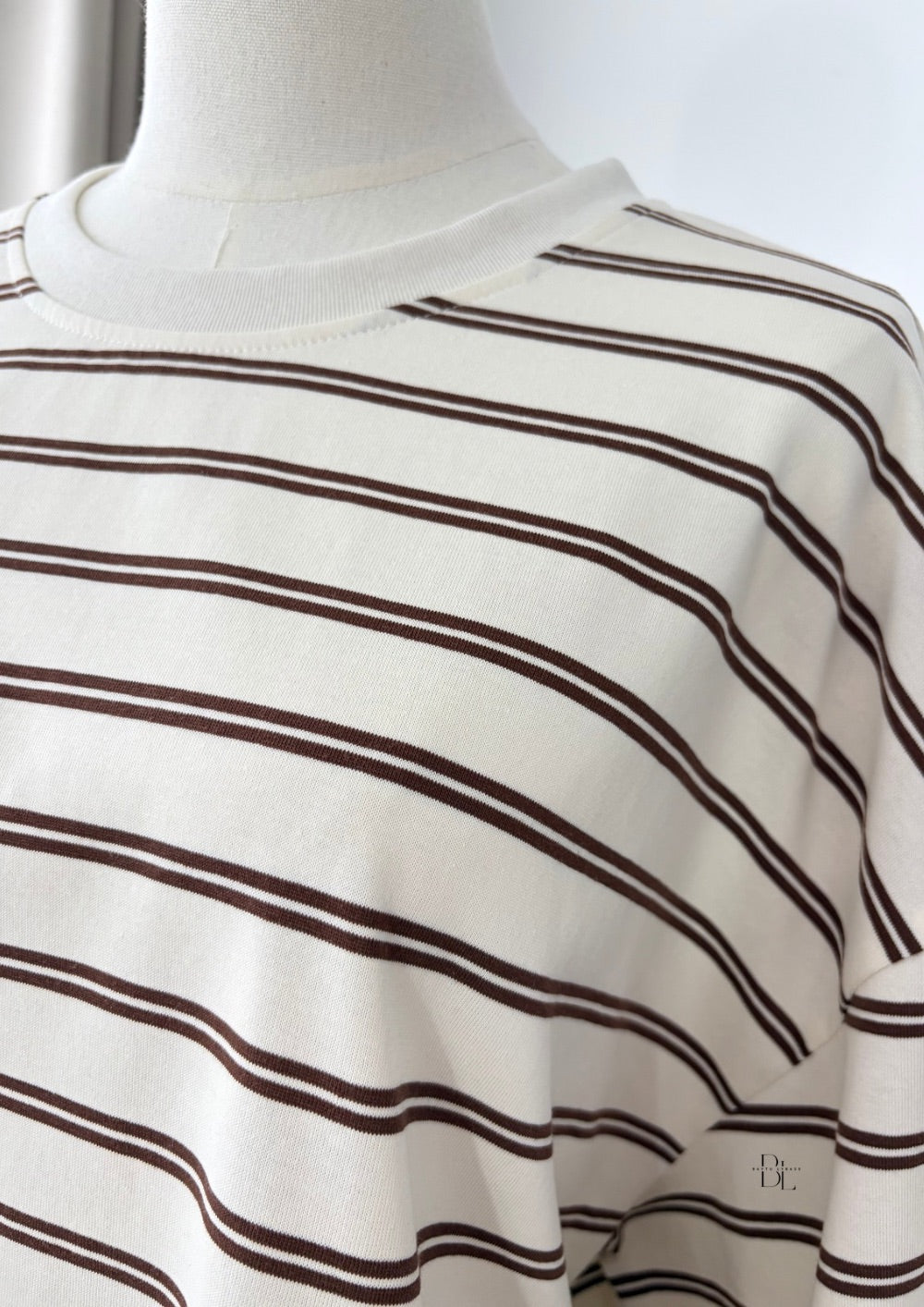 Oversized Breton Stripe Cotton Top – 3/4 Sleeves