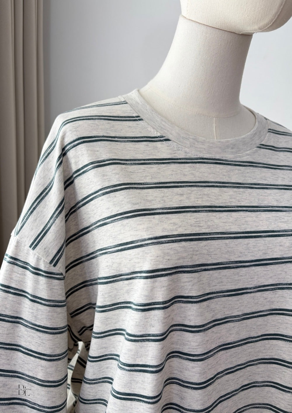 Oversized Breton Stripe Cotton Top – 3/4 Sleeves