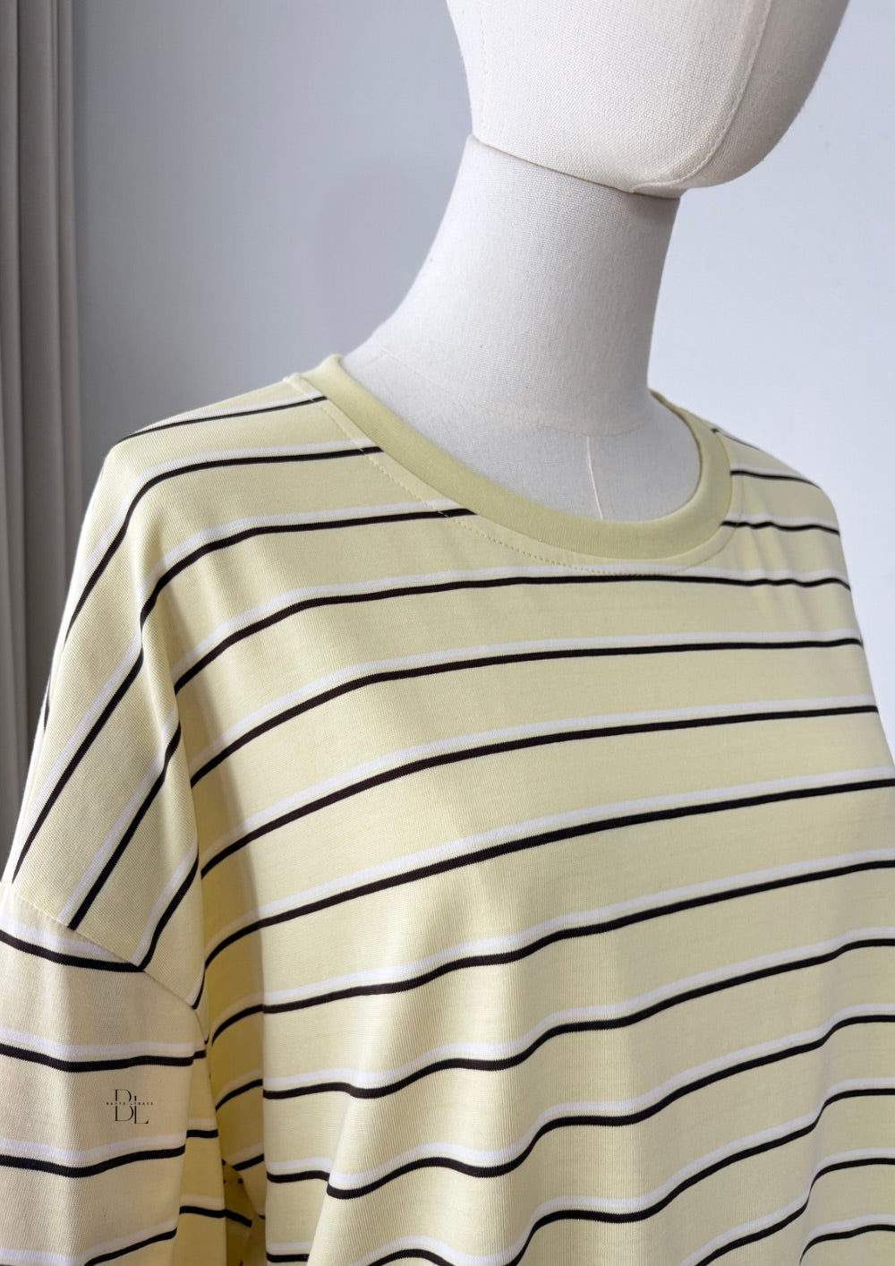 Oversized Breton Stripe Cotton Top – 3/4 Sleeves