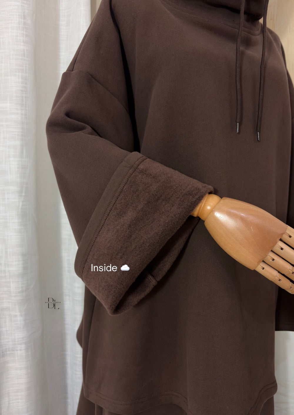 Women’s Oversized Funnel-Neck Fleece Sweatshirt – Flared Sleeves
