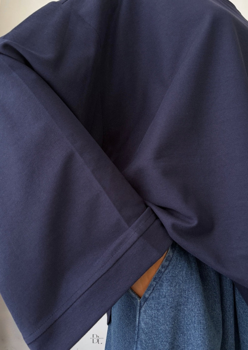 Premium Oversized Polo Cotton Blend Top for Women | Modest Long Sleeve Everyday Top