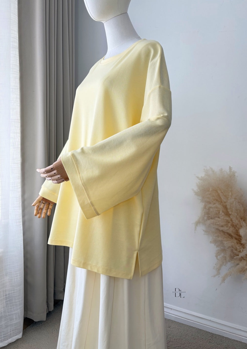 Premium Oversized Polo Cotton Blend Top for Women | Modest Long Sleeve Everyday Top