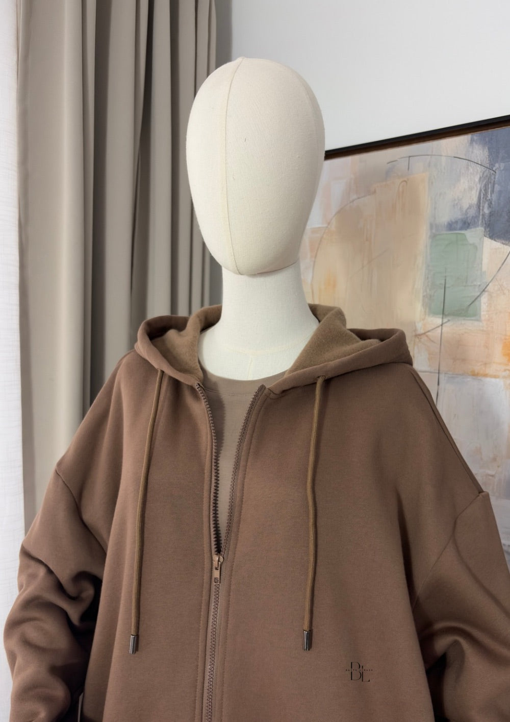 Women’s Fleece-Lined Hooded Open Abaya – Two-Way Zip Sportswear