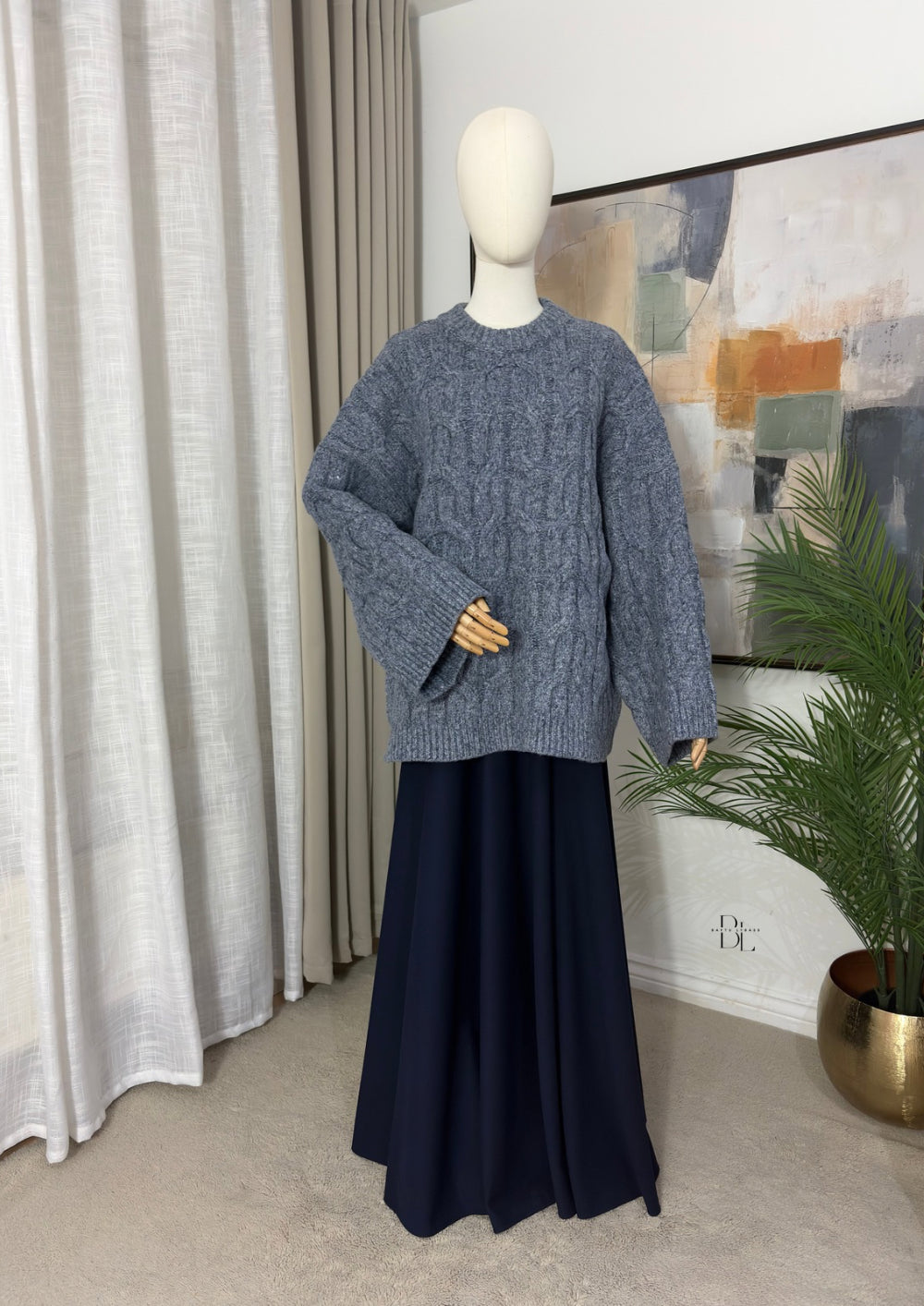 Women’s Oversized Chunky Cable Knit Jumper – Extra Warm Wide Sleeve Knit