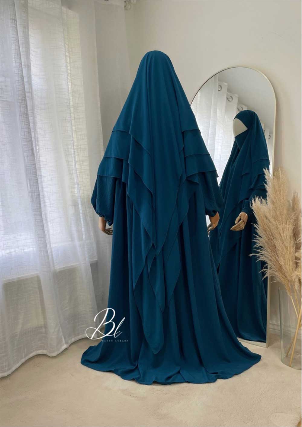 khimar-malikat-bleu-canard-3-voiles-mousseline-abaya-maya-bleu-canard-jazz-allaitement-baytu-lybass-1