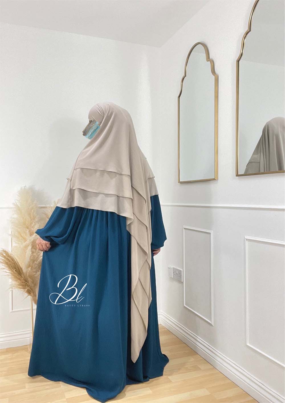 khimat-malikat-3-voiles-nude-mousseline-abaya-maya-jazz-bleu-canard-baytu-lybass.