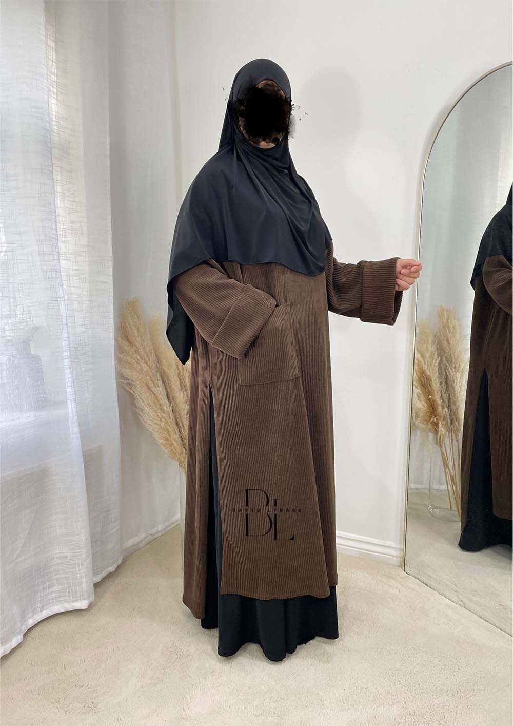 tunic-velvet-marron-hijab-jersey-premium-noir-baytu-lybass