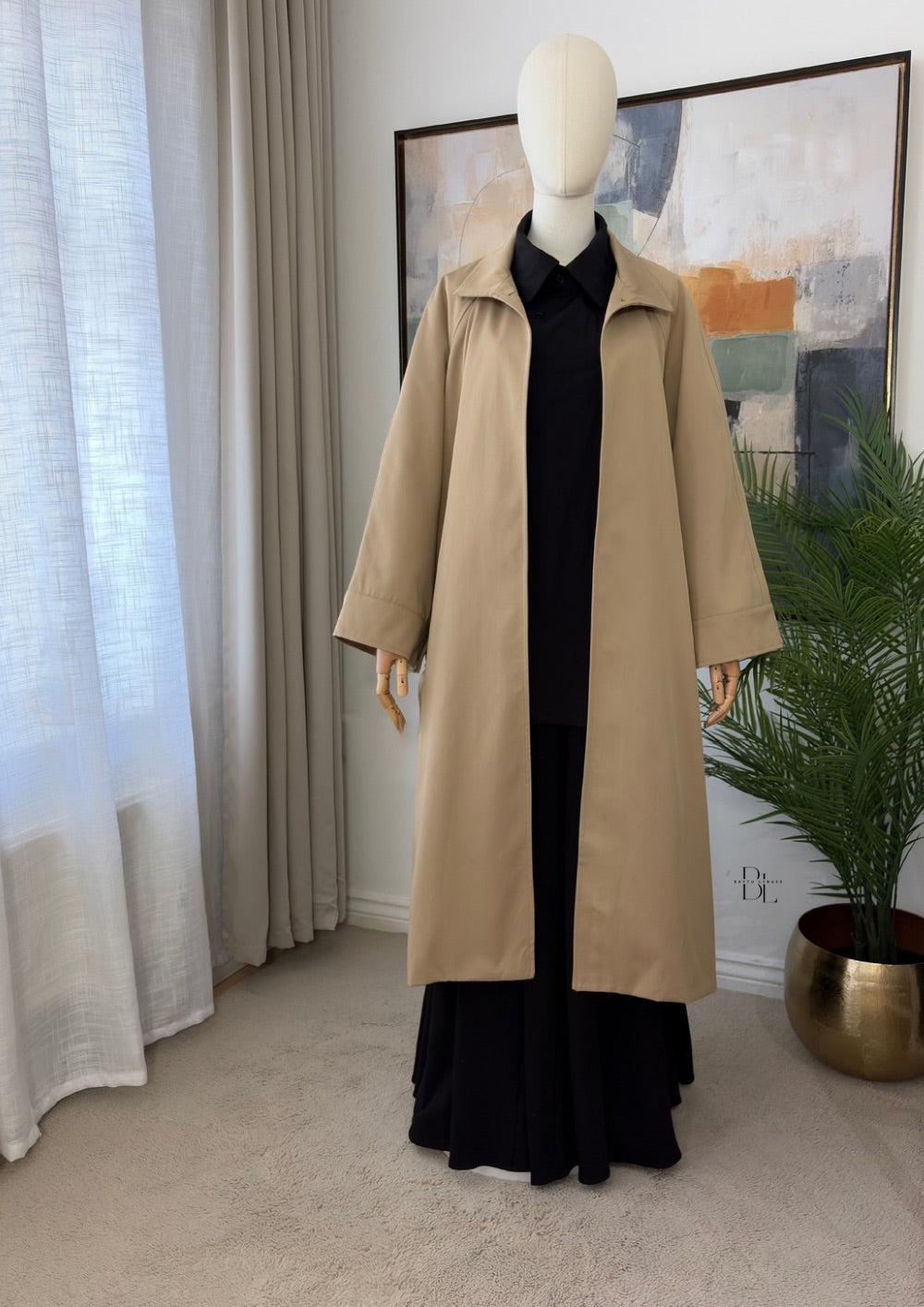 Premium Longline Trench Cape – Elegant Modest Autumn Outerwear