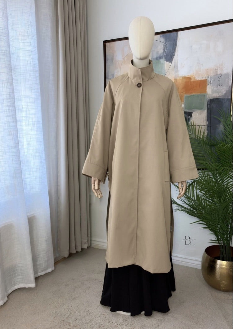Premium Longline Trench Cape – Elegant Modest Autumn Outerwear