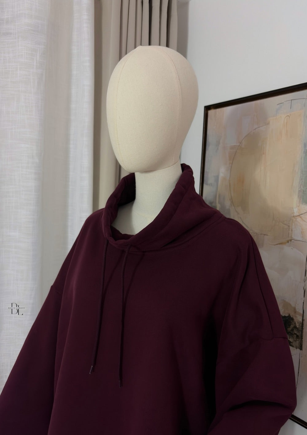Women’s Oversized Funnel-Neck Fleece Sweatshirt – Flared Sleeves