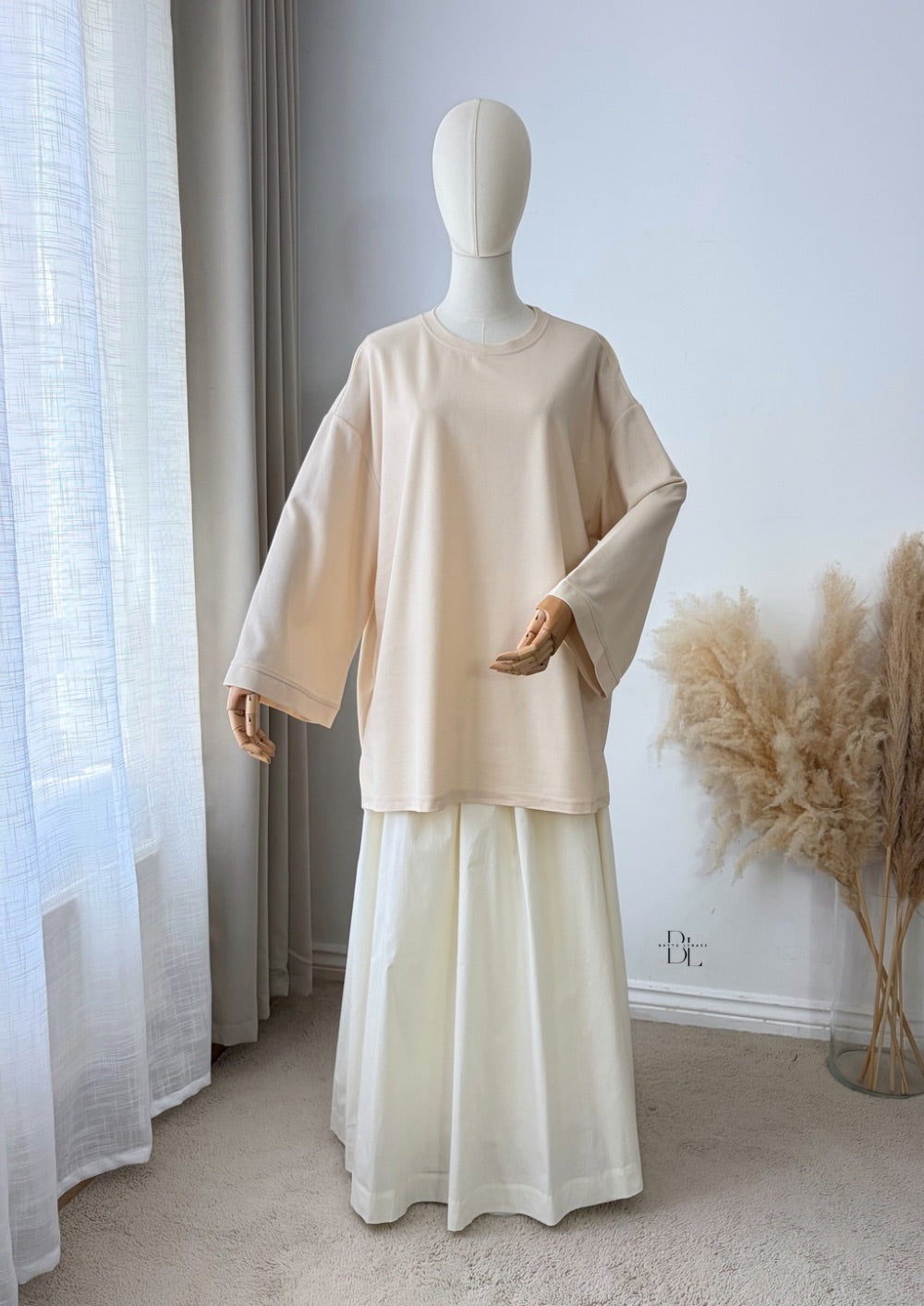 Premium Oversized Polo Cotton Blend Top for Women | Modest Long Sleeve Everyday Top