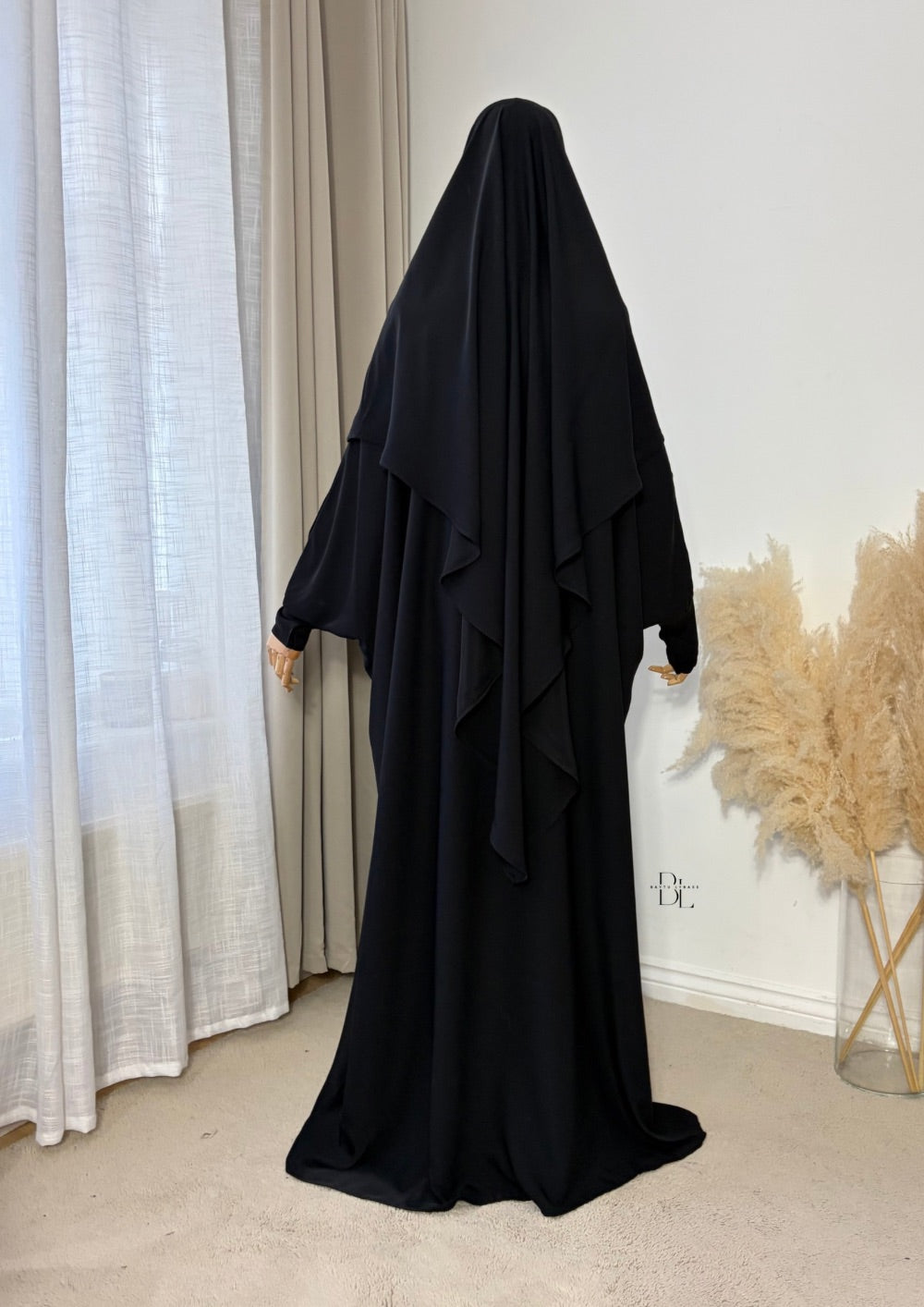iman-set-2-pieces-abaya-butterfly-khimar-mediana-silk-black-baytu-lybass-2