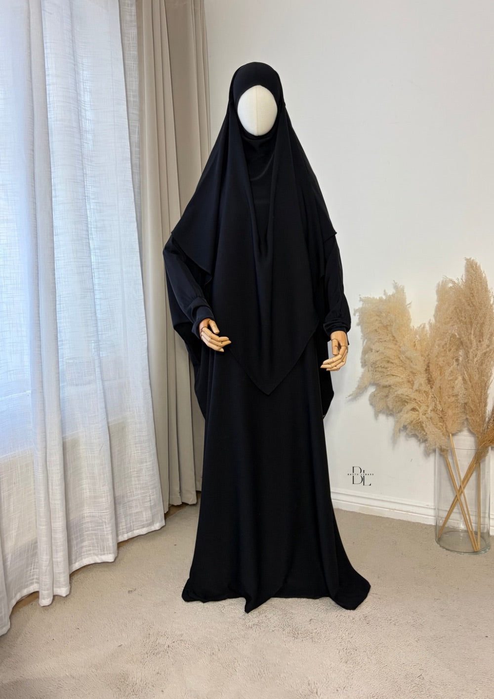 iman-set-2-pieces-abaya-butterfly-khimar-mediana-silk-black-baytu-lybass-3