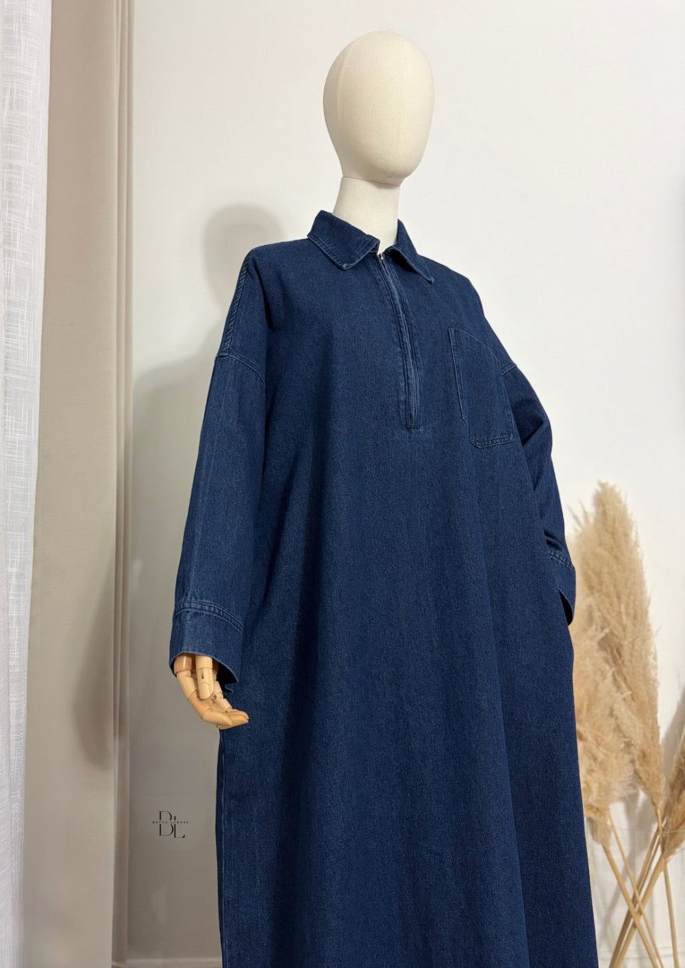 oversized-denim- blue-abaya-100%-cotton-baytu-lybass-2