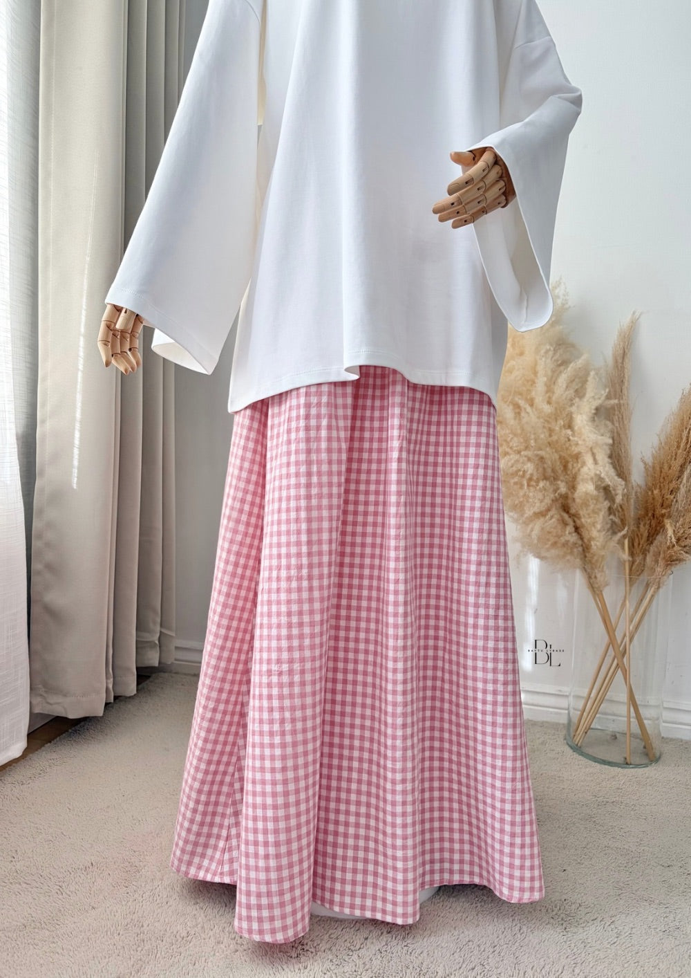 Oversized Vichy Maxi Skirt - 100% Cotton
