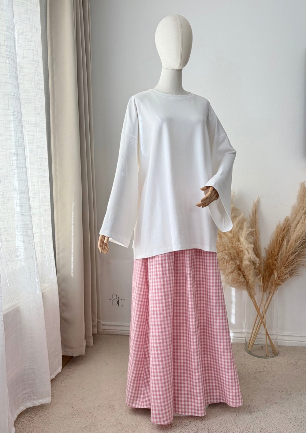 Oversized Vichy Maxi Skirt - 100% Cotton
