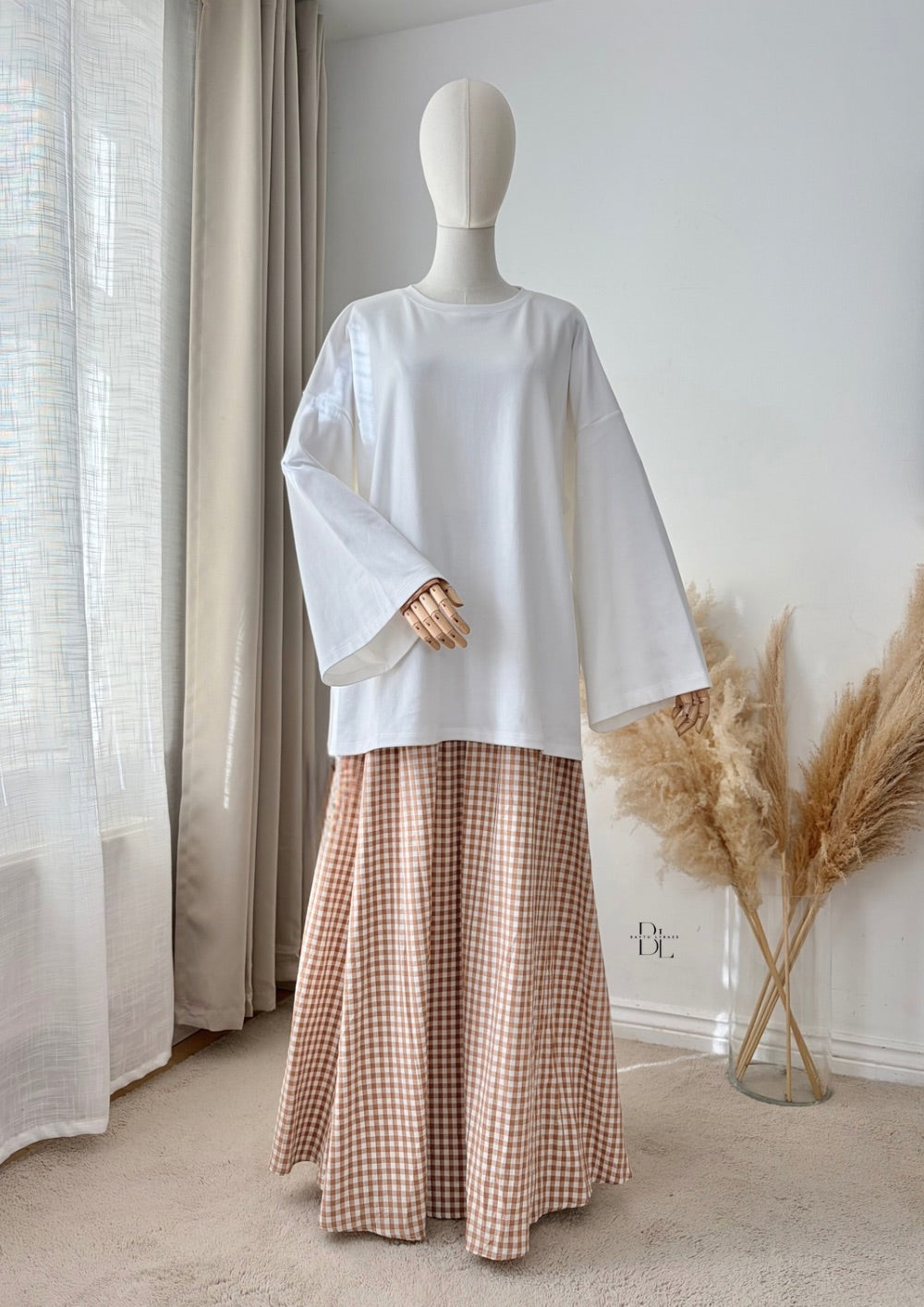 Oversized Vichy Maxi Skirt - 100% Cotton