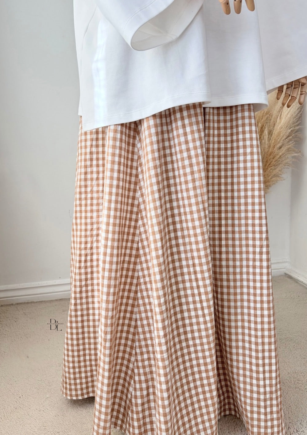 Oversized Vichy Maxi Skirt - 100% Cotton
