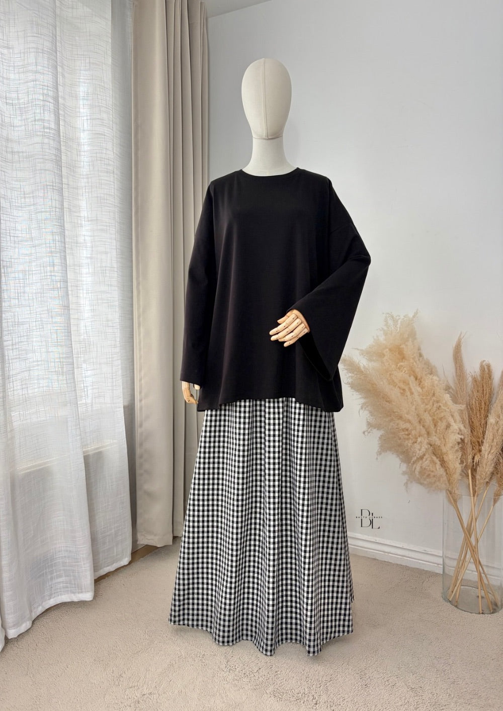 Oversized Vichy Maxi Skirt - 100% Cotton