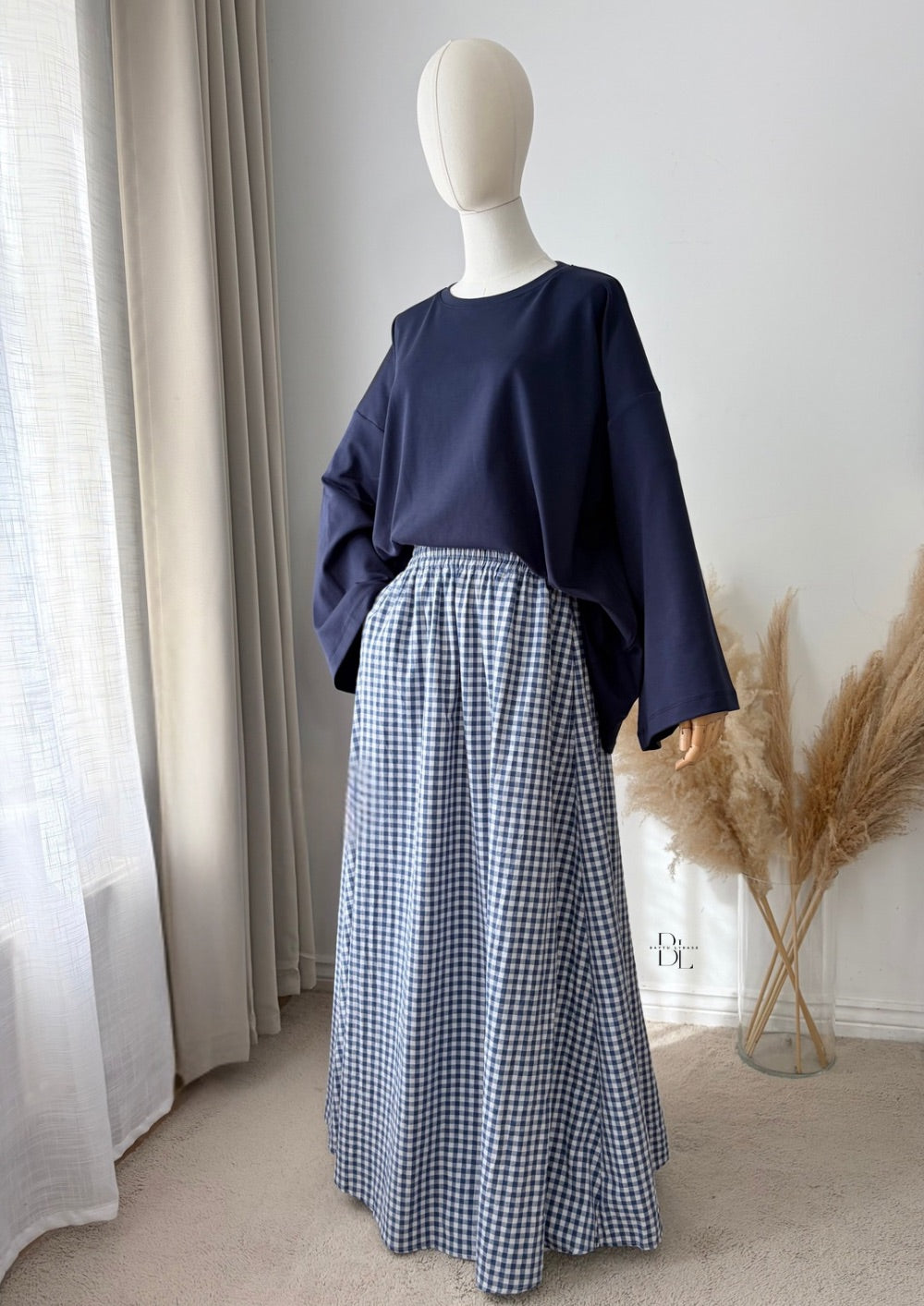 Oversized Vichy Maxi Skirt - 100% Cotton