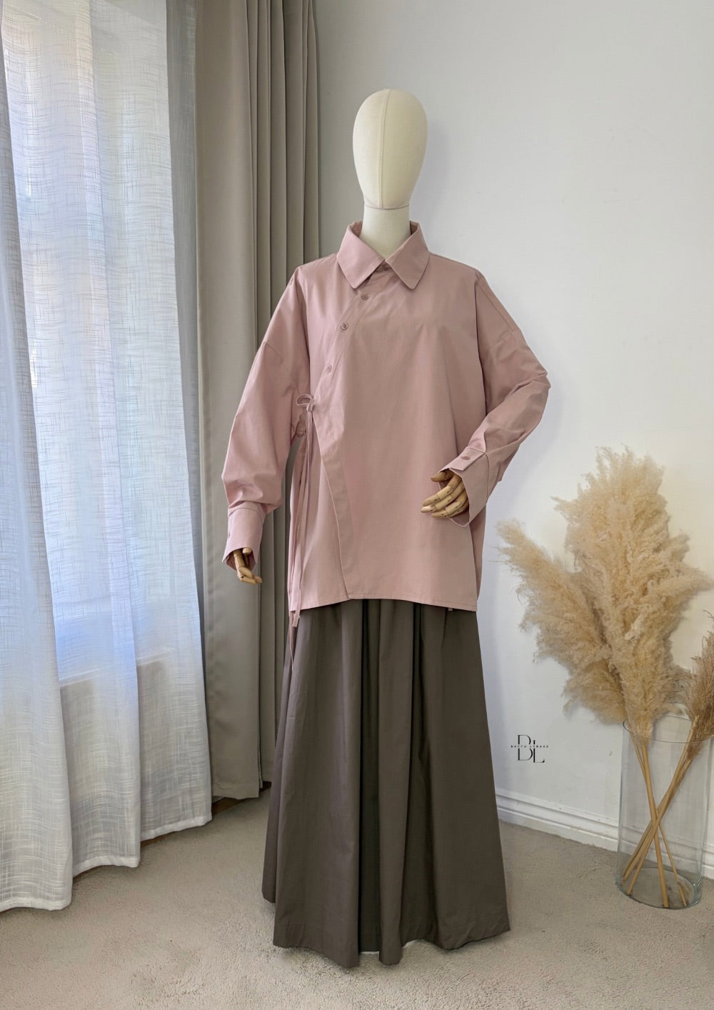 Modest Wrap Shirt Women's Cotton Top – Asymmetric Blouse