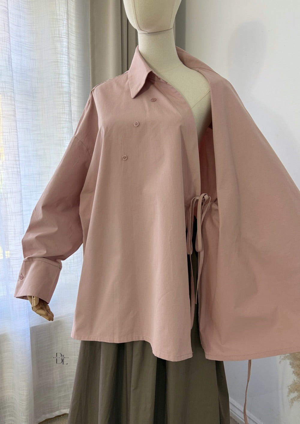 Modest Wrap Shirt Women's Cotton Top – Asymmetric Blouse